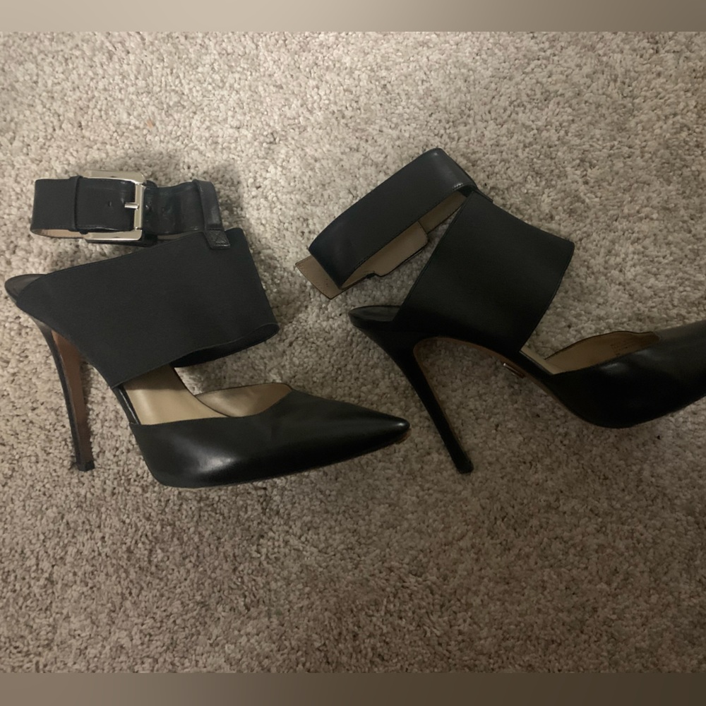 Michael Kors black double strap heels